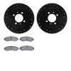 8302-67062 Drilled/Slotted Brake Rotors with 3000-Series Ceramic Brake Pads Kit [Black], 1991-1994 Infiniti/Nissan, Position: Re - image 1