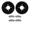 8302-67063 Drilled/Slotted Brake Rotors with 3000-Series Ceramic Brake Pads Kit [Black], 1991-2006 Infiniti/Nissan, Position: Re - image 1