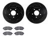 8302-67127 Drilled/Slotted Brake Rotors with 3000-Series Ceramic Brake Pads Kit [Black], 2014-2017 Infiniti/Nissan, Position: Fr - image 1