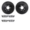 8302-68003 Drilled/Slotted Brake Rotors with 3000-Series Ceramic Brake Pads Kit [Black], 1990-1993 Infiniti/Nissan, Position: Re - image 1