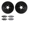 8302-68014 Drilled/Slotted Brake Rotors with 3000-Series Ceramic Brake Pads Kit [Black], 2007-2015 Infiniti/Nissan, Position: Fr - image 1