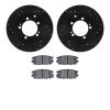8302-72051 Drilled/Slotted Brake Rotors with 3000-Series Ceramic Brake Pads Kit [Black], 1992-1996 Mitsubishi, Position: Rear - image 1