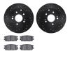 8302-72054 Drilled/Slotted Brake Rotors with 3000-Series Ceramic Brake Pads Kit [Black], 2006-2012 Mitsubishi, Position: Rear - image 1
