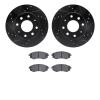 8302-72065 Drilled/Slotted Brake Rotors with 3000-Series Ceramic Brake Pads Kit [Black], 1998-2006 Kia/Hyundai/Genesis, Position - image 1