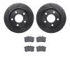8302-73020 Drilled/Slotted Brake Rotors with 3000-Series Ceramic Brake Pads Kit [Black], 2000-2002 Audi/Volkswagen, Position: Re - image 1
