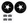 8302-73021 Drilled/Slotted Brake Rotors with 3000-Series Ceramic Brake Pads Kit [Black], 2001-2006 Audi/Volkswagen, Position: Re - image 1