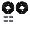 8302-74004 Drilled/Slotted Brake Rotors with 3000-Series Ceramic Brake Pads Kit [Black], 1986-1993 Audi/Volkswagen, Position: Re - image 1