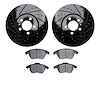 8302-74078 Drilled/Slotted Brake Rotors with 3000-Series Ceramic Brake Pads Kit [Black], 2011-2018 Audi/Volkswagen, Position: Fr - image 1