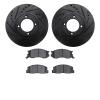 8302-76043 Drilled/Slotted Brake Rotors with 3000-Series Ceramic Brake Pads Kit [Black], 1986-1989 Lexus/Toyota/Scion, Position: - image 1