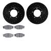 8302-76045 Drilled/Slotted Brake Rotors with 3000-Series Ceramic Brake Pads Kit [Black], 1985-1992 Lexus/Toyota/Scion, Position: - image 1
