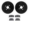 8302-76050 Drilled/Slotted Brake Rotors with 3000-Series Ceramic Brake Pads Kit [Black], 1987-1989 Lexus/Toyota/Scion, Position: - image 1
