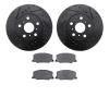 8302-76068 Drilled/Slotted Brake Rotors with 3000-Series Ceramic Brake Pads Kit [Black], 1990-1991 Lexus/Toyota/Scion, Position: - image 1