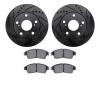 8302-76090 Drilled/Slotted Brake Rotors with 3000-Series Ceramic Brake Pads Kit [Black], 1992-2001 Lexus/Toyota/Scion, Position: - image 1