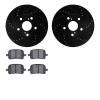8302-76112 Drilled/Slotted Brake Rotors with 3000-Series Ceramic Brake Pads Kit [Black], 1997-2004 Lexus/Toyota/Scion, Position: - image 1