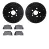 8302-76129 Drilled/Slotted Brake Rotors with 3000-Series Ceramic Brake Pads Kit [Black], 2005-2010 Lexus/Toyota/Scion, Position: - image 1