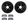 8302-76133 Drilled/Slotted Brake Rotors with 3000-Series Ceramic Brake Pads Kit [Black], 2001-2003 Lexus/Toyota/Scion, Position: - image 1