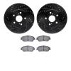 8302-76136 Drilled/Slotted Brake Rotors with 3000-Series Ceramic Brake Pads Kit [Black], 2002-2006 Lexus/Toyota/Scion, Position: - image 1