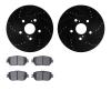 8302-76139 Drilled/Slotted Brake Rotors with 3000-Series Ceramic Brake Pads Kit [Black], 2002-2006 Lexus/Toyota/Scion, Position: - image 1