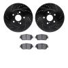8302-76141 Drilled/Slotted Brake Rotors with 3000-Series Ceramic Brake Pads Kit [Black], 2002-2003 Lexus/Toyota/Scion, Position: - image 1