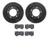 8302-76162 Drilled/Slotted Brake Rotors with 3000-Series Ceramic Brake Pads Kit [Black], 2008-2021 Lexus/Toyota/Scion, Position: - image 1