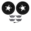 8302-92003 Drilled/Slotted Brake Rotors with 3000-Series Ceramic Brake Pads Kit [Black], 2003-2017 Audi/Volkswagen, Position: Fr