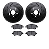 8302-92040 Drilled/Slotted Brake Rotors with 3000-Series Ceramic Brake Pads Kit [Black], 2009-2015 Lexus/Toyota/Scion, Position: - image 1