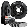 8302-92044 Drilled/Slotted Brake Rotors with 3000-Series Ceramic Brake Pads Kit [Black], 2011-2018 Renault, Position: Front