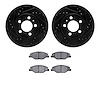 8302-92049 Drilled/Slotted Brake Rotors with 3000-Series Ceramic Brake Pads Kit [Black], 2014-2018 Audi/Volkswagen, Position: Fr