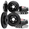 8304-27043 Drilled/Slotted Brake Rotors with 3000-Series Ceramic Brake Pads Kit [Black], 1988-1991 Volvo, Position: Front and Re - image 1