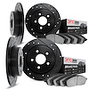 8304-52001 Drilled/Slotted Brake Rotors with 3000-Series Ceramic Brake Pads Kit [Black], 1984-1987 GM, Position: Front and Rear - image 1