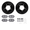 8312-01008 Drilled/Slotted Brake Rotors with 3000-Series Ceramic Brake Pads Kit & Hardware [Black], 1996-1998 Suzuki, Position:  - image 1