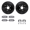 8312-01012 Drilled/Slotted Brake Rotors with 3000-Series Ceramic Brake Pads Kit & Hardware [Black], 2009-2017 Suzuki, Position: 