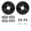 8312-01013 Drilled/Slotted Brake Rotors with 3000-Series Ceramic Brake Pads Kit & Hardware [Black], 2002-2005 Suzuki, Position:  - image 1