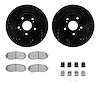 8312-01018 Drilled/Slotted Brake Rotors with 3000-Series Ceramic Brake Pads Kit & Hardware [Black], 2006-2017 Suzuki, Position: 