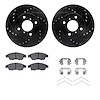 8312-01019 Drilled/Slotted Brake Rotors with 3000-Series Ceramic Brake Pads Kit & Hardware [Black], 2006-2007 Suzuki, Position:  - image 1