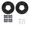 8312-02005 Drilled/Slotted Brake Rotors with 3000-Series Ceramic Brake Pads Kit & Hardware [Black], 1965-1973 Porsche, Position:
