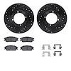 8312-03005 Drilled/Slotted Brake Rotors with 3000-Series Ceramic Brake Pads Kit & Hardware [Black], 1987-1999 Multiple Makes/Mod - image 1