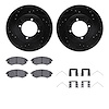 8312-03013 Drilled/Slotted Brake Rotors with 3000-Series Ceramic Brake Pads Kit & Hardware [Black], 1992-1998 Kia/Hyundai/Genesi - image 1