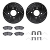 8312-03014 Drilled/Slotted Brake Rotors with 3000-Series Ceramic Brake Pads Kit & Hardware [Black], 2001-2003 Kia/Hyundai/Genesi - image 1