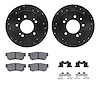 8312-03019 Drilled/Slotted Brake Rotors with 3000-Series Ceramic Brake Pads Kit & Hardware [Black], 2007-2009 Kia/Hyundai/Genesi - image 1