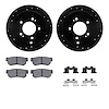 8312-03020 Drilled/Slotted Brake Rotors with 3000-Series Ceramic Brake Pads Kit & Hardware [Black], 2001-2010 Kia/Hyundai/Genesi - image 1