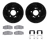 8312-03023 Drilled/Slotted Brake Rotors with 3000-Series Ceramic Brake Pads Kit & Hardware [Black], 2001-2005 Kia/Hyundai/Genesi - image 1