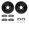 8312-03027 Drilled/Slotted Brake Rotors with 3000-Series Ceramic Brake Pads Kit & Hardware [Black], 2004-2006 Kia/Hyundai/Genesi - image 1