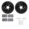 8312-03028 Drilled/Slotted Brake Rotors with 3000-Series Ceramic Brake Pads Kit & Hardware [Black], 2010-2016 Kia/Hyundai/Genesi - image 1