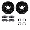8312-03029 Drilled/Slotted Brake Rotors with 3000-Series Ceramic Brake Pads Kit & Hardware [Black], 2004-2006 Kia/Hyundai/Genesi - image 1