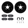 8312-03031 Drilled/Slotted Brake Rotors with 3000-Series Ceramic Brake Pads Kit & Hardware [Black], 2005-2010 Kia/Hyundai/Genesi - image 1