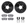 8312-03035 Drilled/Slotted Brake Rotors with 3000-Series Ceramic Brake Pads Kit & Hardware [Black], 2014-2019 Kia/Hyundai/Genesi - image 1