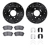 8312-03038 Drilled/Slotted Brake Rotors with 3000-Series Ceramic Brake Pads Kit & Hardware [Black], 2016-2020 Kia/Hyundai/Genesi - image 1
