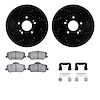 8312-03060 Drilled/Slotted Brake Rotors with 3000-Series Ceramic Brake Pads Kit & Hardware [Black], 2013-2015 Kia/Hyundai/Genesi - image 1