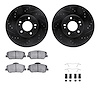 8312-03062 Drilled/Slotted Brake Rotors with 3000-Series Ceramic Brake Pads Kit & Hardware [Black], 2010-2016 Kia/Hyundai/Genesi - image 1